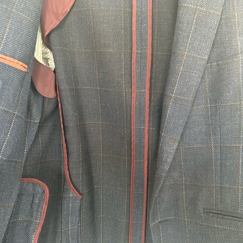Bonobos Navy Windowpane Sport Coat with Subtle Brown Lines - Picture 3 of 5